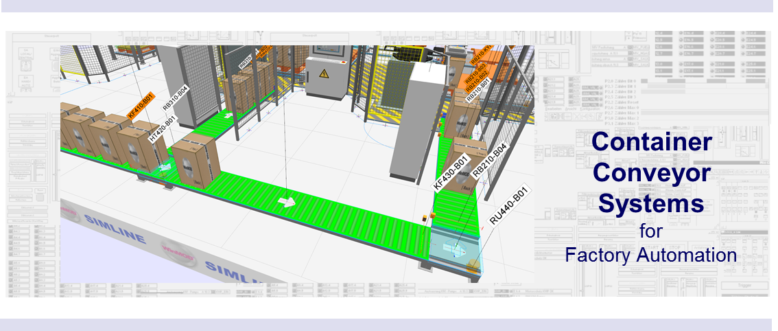 The WinMOD-SIMLINE Library for Container Conveyor Systems (CCS) is used to create sorting and commissioning plants for small part applications.