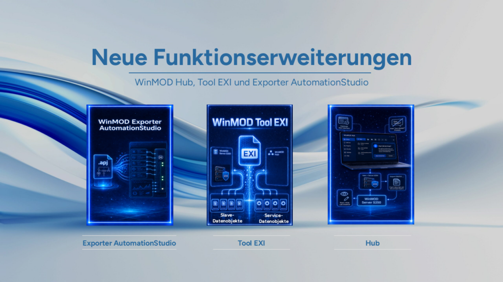 Neue Funktionserweiterungen für HUB, Tool EXI und AutomationStudio im Umfeld der virtuellen Inbetriebnahme und des digitalen Zwillings.