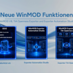 Neue WinMOD Funktionen für WinMOD V8, Exporter TIA Openness und Automation Studio im Umfeld der virtuellen Inbetriebnahme und des digitalen Zwillings.
